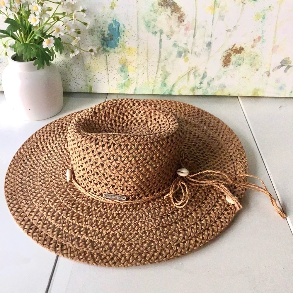 Cottagecore Elegant Ellen Tracy Women’s Wide Brim Straw Hat One Size